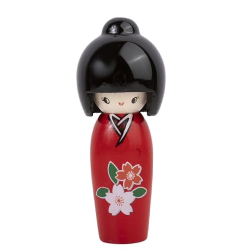 lachineuse - Kokeshi Japonaise Sérénité Rouge 14,5 cm - Poupée Japonaise en Bois, Kimono Fleurs...