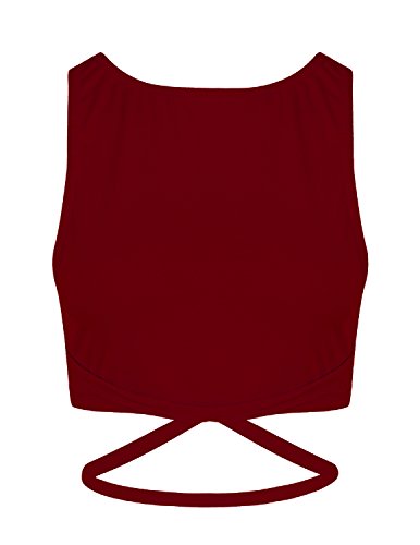ASMAX HaoDuoYi Womens Jersey Training Sports Crop Top Backless Tank T Shirt (S, Burgundy) - Thumbnail 2