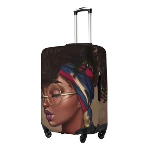 African American Girl Luggage Cover, Protective Washable Suitcase Cover - Travel High Elastic Fibers Suitcase Protector Fits Medium, Black2