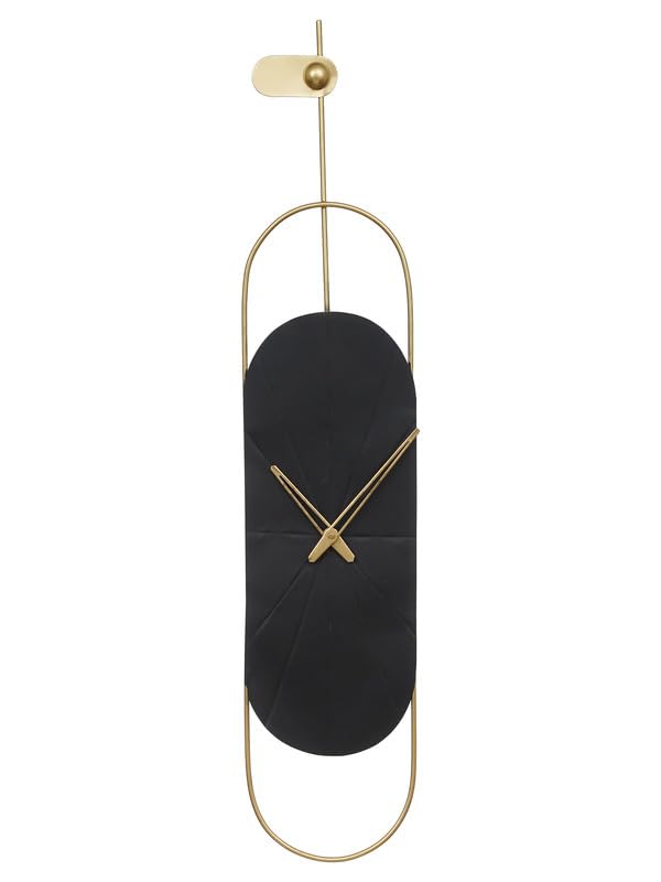 CHRONIKLEElegant Vertical Style Iron Black and Golden Color Analog Wall Clock for Living Room Home Decor Office Gifts (Size: 16 x 2 x 79 CM | Weight: 600 Gram)