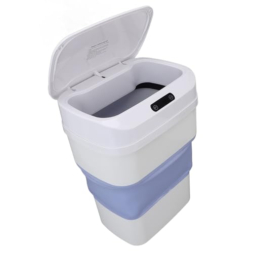 Poubelle avec capteur de mouvement Cocoarm 17,5L : modèle pliable en plastique blanc pour cuisine
