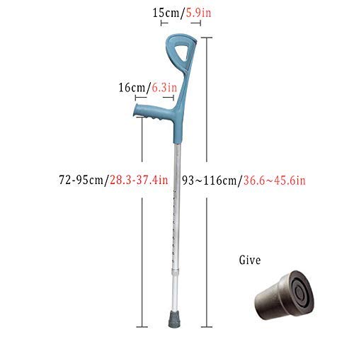Kule przedramienne Canes — ergonomiczny uchwyt, lekkie kule z mankietem na ramię — regulowane, dla dorosłych i wysokich dorosłych — regulacja wysokości z 10 przystankami, 2 jednostki (rozmiar: 1