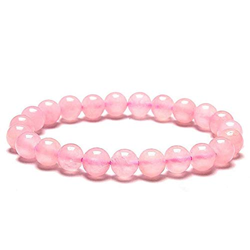 Stoke Home ?? Pulseras en Piedras Naturales con Funda de Cuero Sintético (Pulsera Cuarzo Rosa)