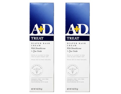 A+D Diaper Rash Cream, Zinc Oxide, 4 Ounces each (Value Pack of 2)