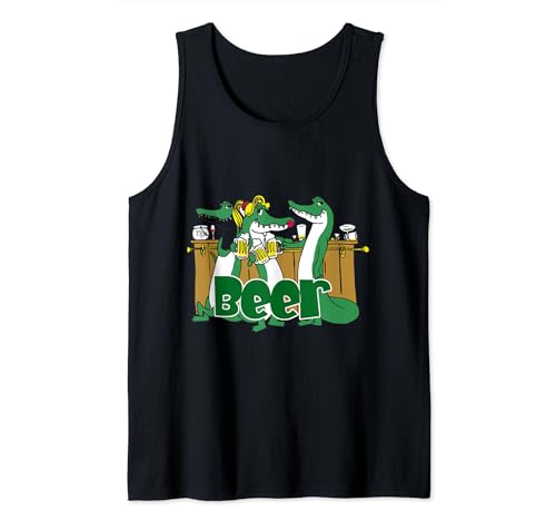 FUNNY BEER TEE. GATORS BEVENDO UNA BIRRA IN UN BAR ALCOOL BEER Canotta