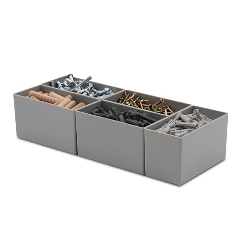 1a-TopStore 10 Stk. Einsatzkästen E 63, 5 Größen, 5 Farben, Industrienorm, aus Polystyrol, schlagfest (108x54x63 mm, grau) – Ansicht 4