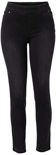 SLIM-SATION Women's Pull-On Jean Style Solid Ankle Pant, Black, 18