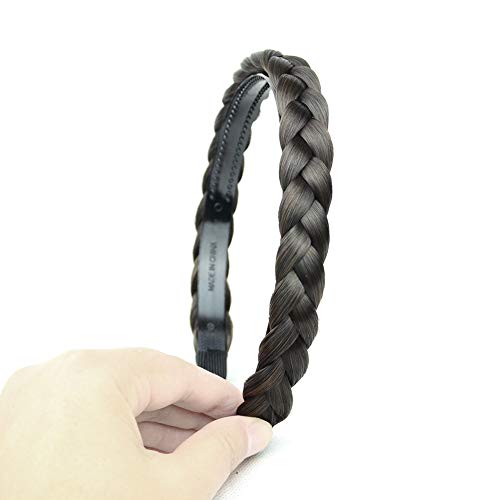 BOBIYA Plait Hair Headband with Teeth Synthetic Hair Plaited Headband Braid Braided With Teeth Hair Band (Dark Brown) - Image 3