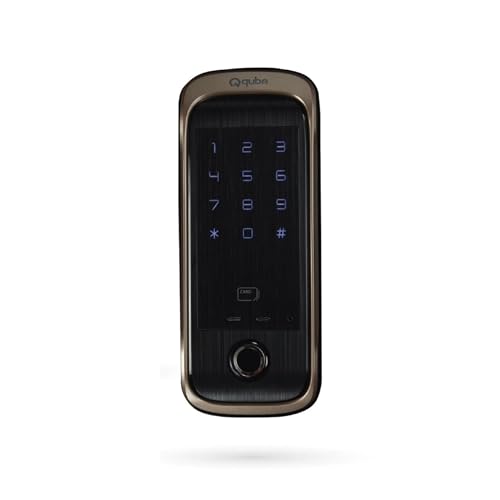Image of Quba QDOT Digital Rim Lock | 4-Way Access Smart Security | Copper Gold | Bluetooth RFID & Fingerprint with OTP & Dual Authentication | 2 Keys & 100 Users | Free Installation | 2 Year Warranty