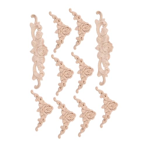 AGFELO 10個木製彫刻アプリケ 伝統欧州デ 無塗装実木 チャー