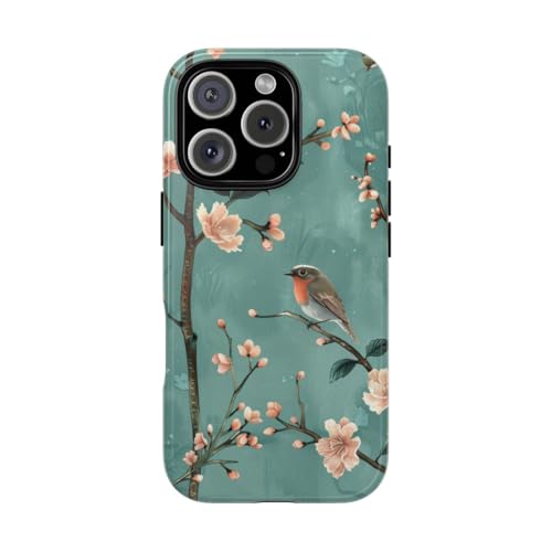 Coque iPhone 16 Pro fini brillant haut de gamme motif rouge-gorge