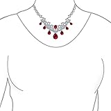 Vintage Estate Jewelry Art Deco Style Baguette AAA CZ Simulated Ruby Red Large Dangling Teardrops Bib Statement Bridal Collar Necklace For Women, Wedding - Image 3
