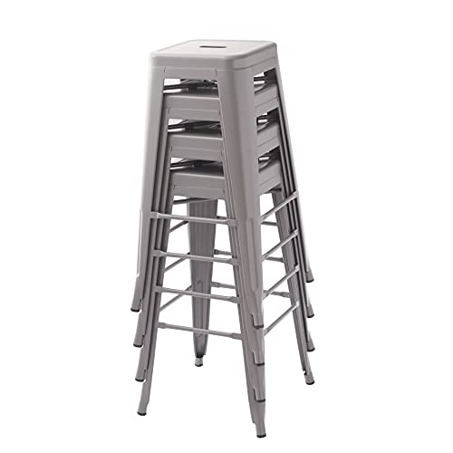 Image of Amazon Basics Metal Bar Stools, 30-Inch, Set of 4, Dark Grey