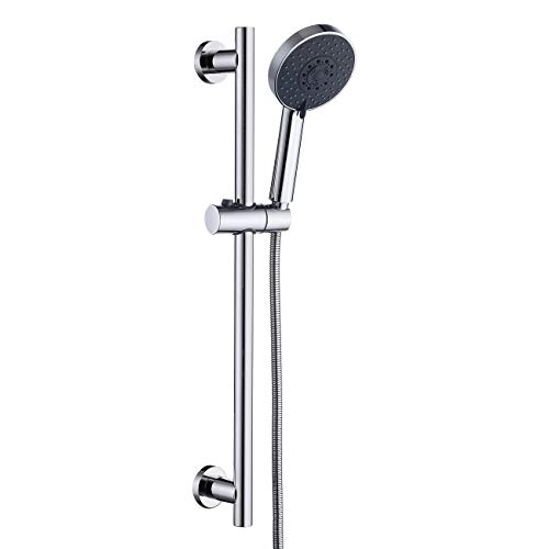 KES 5 Function Handheld Shower Head with Adjustable Shower Slide Bar Extra Long Hose Polished Finish, F204DG-PS+KP501B-CH