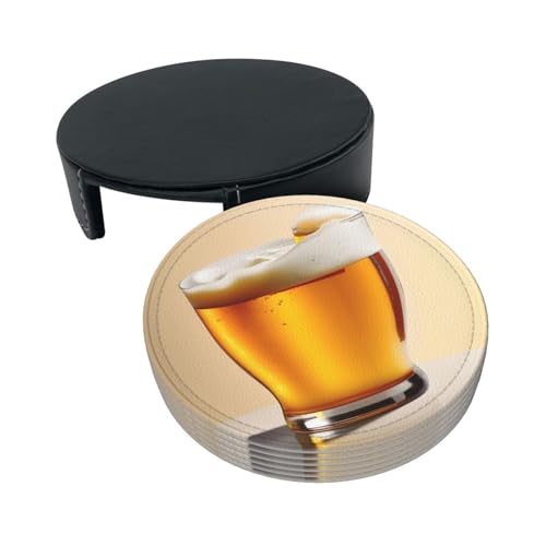 Dessous de verre imprimé mousse de bière en polyuréthane - Lot de 6 pour table basse - 4