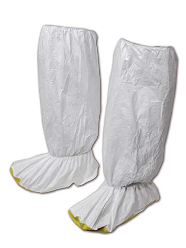 Magid SC116XXXL EconoWear Disposable Tyvek Knee High Boot Covers with Yellow Vinyl Sole, 3XL, White (25 Pairs)