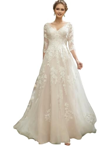 MARTINLEE Beach Wedding Dresses for Bride 2025 Lace Appliques Chiffon A Line Long Boho Bridal Dress for Women