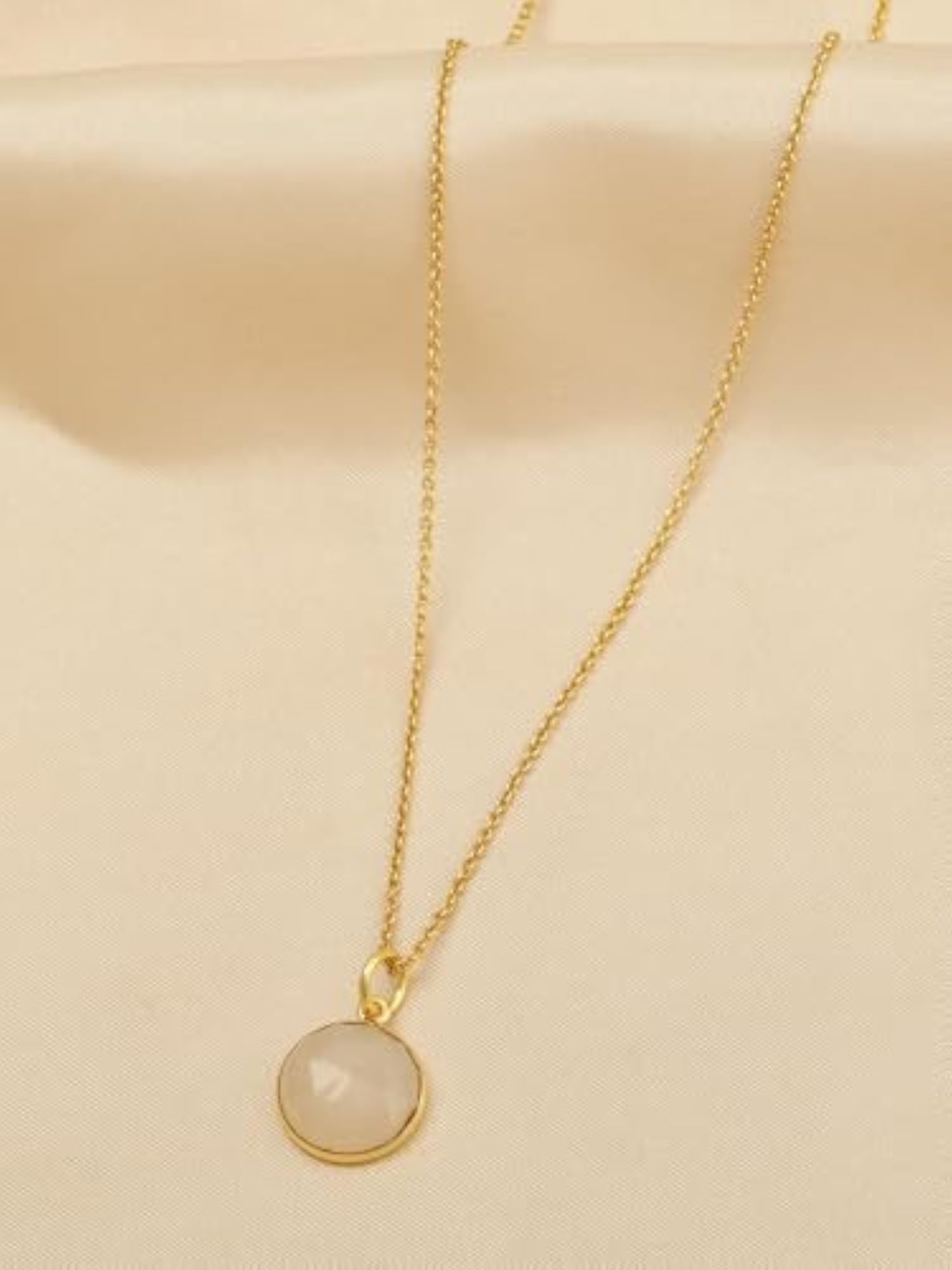 Women's 22K Gold Plated White CZ Round Solitaire Pendant Necklace
