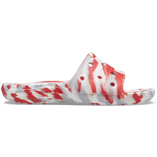 Image of Crocs Unisex-Adult Synthetic Classic Marbled Slide Flm /WHI Slide - 9 UK (206879-884-M10W12) Flame /White