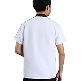Zymoplas Koch Kurzarm Männer Jugend Atmungsaktive Doppelkleidung Catering Uniform Sommer Unisex Arbeitskleidung Grillgeschäft Verwendung, Weiß, XL