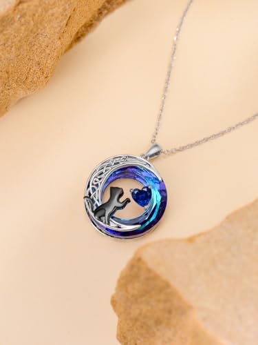 TOUPOP Cat Gifts for Cats Lovers Sterling Silver Black Cat Necklace Celtic Moon Birthstone Jewelry for Women Christmas Birthday Gifts for Her4