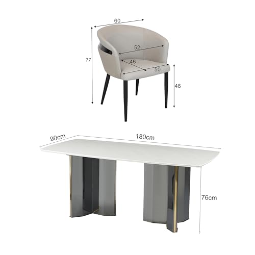 Image of The Attic Metro Chic 6 Seater Dining Set,Beige,Titanium & Cream,180Cms