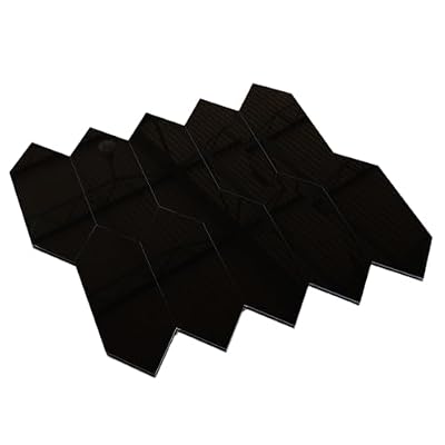 CRYSFLOA Black Backsplash Tile for Kitchen Peel and Stick Acrylic Mirror Wall Tile Self Adhesive Tiles Long Hexagon Mosaic Tile for Kitchen Living Room Bathroom 13.6 Inch x 11.8 Inch 10pcs Type 3