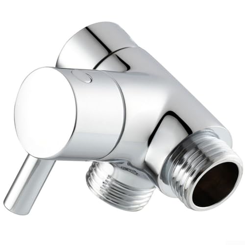 Válvula desviadora de ducha G1/2 de 3 vías Conector adaptador en T de latón para montaje de soporte para cambiar entre cabezales de ducha de mano y fijos (plata)