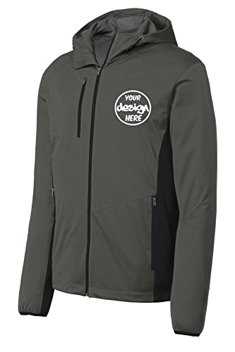 INK STITCH Men J719 Custom Design Your Own Logo/Texts Hooded Soft Shell Long Jackets