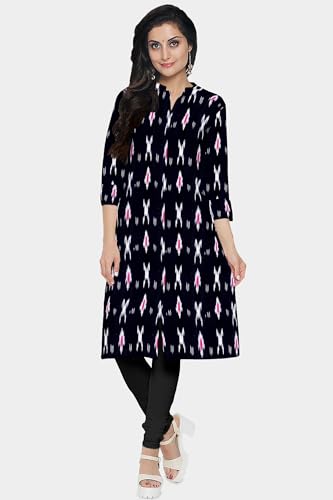 Image of Cotton Pochampally ikat unstitched blouse, Kurthi, long frock fabric material for women (1 meter, 2 meters & 3 meters)