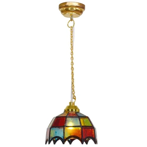 Gxsterd Dollhouse Lights Battery Operated 1:12 Dollhouse Lighting with LED Miniature Chandelier Vintage Light Doll House Accessories and Furniture