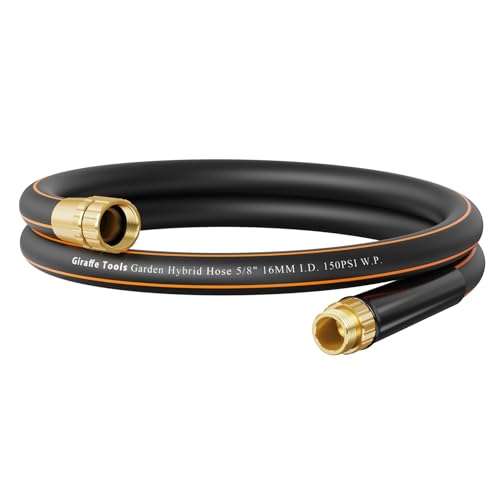Giraffe Tools Garden Hose 6ft x 5/8 Short Water Hose Heavy Duty Lightweight Flexible Hybrid Hose Male to Female Fittings