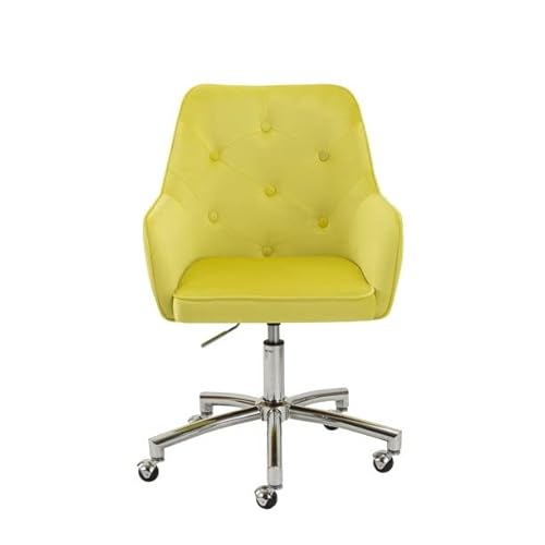 Bowtus Family Office Chair, Modern Office Chair Padded Linen Work Chair Bedroom Living Room Adjustable Rotary Dressing Chair (Yellow), 24.75D X 26W X 32H In #TOP2