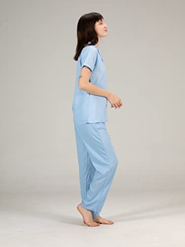 Image of Evolove Women's Polyester Half Sleeves Collared Night Suit Set /Top Pyjama Set Super Soft Comfortable (Nightsuit-Collar-HS-2)