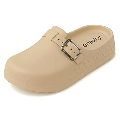 Image of ORTHO JOY Orthopedic Arch Support Clogs for Women - Comfort Slip-On Toe Post Slides with Adjustable Strap & Cushion Sole