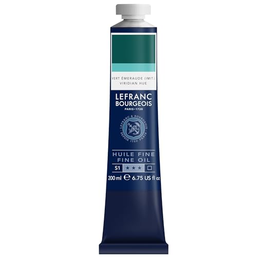Lefranc Bourgeois - Pintura al óleo fina de calidad, resistente a la luz y de consistencia uniforme, tubo de 200 ml, ideal para lienzos y tableros de pintura, Tono Verde Esmeralda
