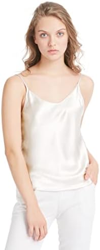 LilySilk Basic Womens Silk Camisole 100 Pure Mulberry Silk Tank Tops for Women Ladies Loose Cami Top Soft Satin Ivory S/4-6