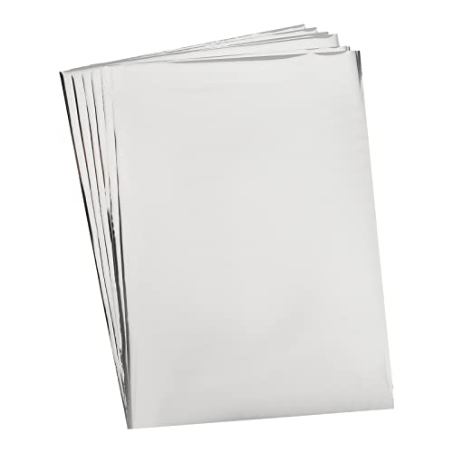 SUPERFINDINGS 50 Hojas de Papel reactivo al tóner A4, 29 x 18,5 cm, láminas metálicas rectangulares Plateadas para Transferencia, Papel para Impresora láser + laminadora, Tarjetas artesanales