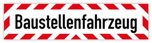 Warnmarkierung Fahrzeug „Baustellenfahrzeug“ Kfz Hinweis Sticker Folie | Größe wählbar Made in Germany, Größe: 50 x 12,5 cm