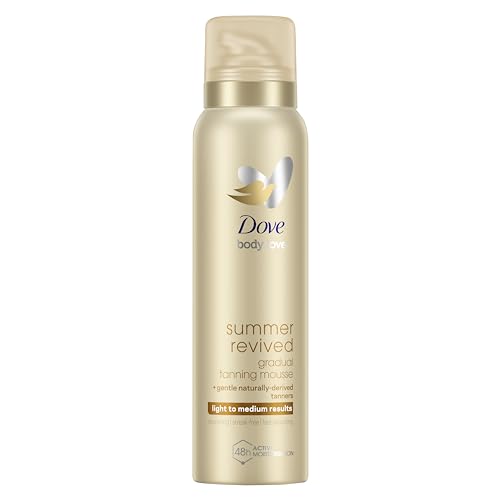 Dove Summer Revived Light to Medium Gradual Tanning Mousse for a gradual tan and natural bronze glow fast-absorbing self-tan for all skin types 150 ml