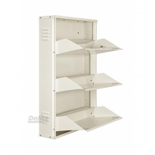 Image of DELITE KOM AIRO 24 inch 3 Shelf Metal Shoe Rack Wall Mounted for Home with Lock | Air-Vent Designer Panels Keep Shoes Odour-Free | Holds 9 Shoes or 15 Slipper Pairs | 1Yr Warranty | 41x24x5 Ivory | DIY