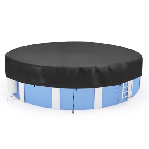 Qwork® Copertura Per Piscina Rotonda 460Cm, Telone Per Coperture Per Piscina, Telone Di Protezione Uv, 420D Oxford, Nero - 5