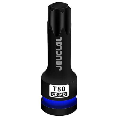 Image of JEUCLEL T80 Torx Star 6 Point Impact Bit Socket, T80 1/2-Inch Square Drive 3-Inch Long Torx Socket, Cr-Mo Steel Lengthen Screwdriver Adapter Tool