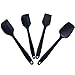 YFish Spatule de Cuisine en Silicone, 4 Ensembles Ustensiles de Cuisine résistants à la Chaleur, Ustensile de Cuisson Antiadhésif, Noyau en Acier Inoxydable de Spatules à Patisserie (Noir)