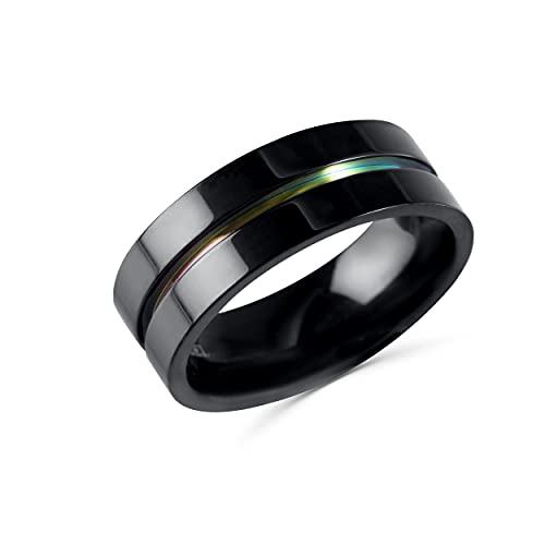 Bague noire homme acier 316L anti-allergie bague multicolore durable