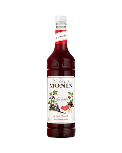 MONIN Jarabe de granadina de alta calidad de 1 litro para cócteles y cócteles sin alcohol. Apto para veganos, sin alérgenos, sabores y colorantes 100% naturales