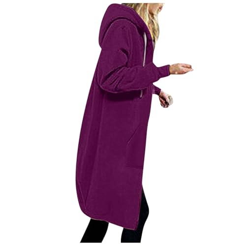 Sweats à capuche femme pour vos balades d'automne en veste longue unie