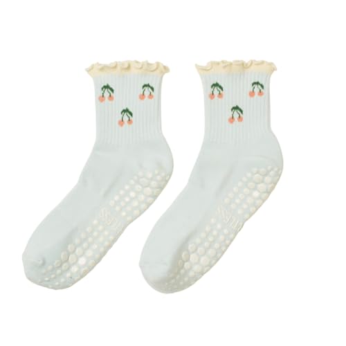 Crew Half Calf Grip Socks, Cutest Fruits Pilates Socks, Ruffle socks, Non-Slip, Barre Yoga Fitness