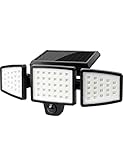LE Solar Flood Lights Outdoor, Motion Activated Security Lights, WL4000 High Brightness, 3 Adjustable Heads 270° Wide Lighting Angle, IP65 Waterproof, Wireless Wall Lamp for Porch Yard Garage