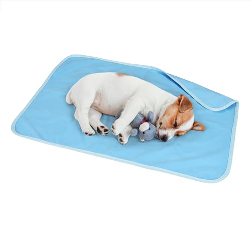 Pawsee wasserdichte Kühldecke Hunde Katze, Waschbar Hundedecke Kühlend, wasserdichte Hunde Kühlmatte für Sofa Bett Outdoor, Verwendbarer Überwurf Couchbezug Möbelschutz, 75 x 50 cm, Blau